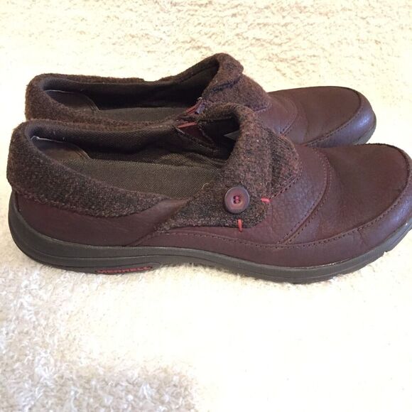 Merrell Women's Dassie Fold Andorra Burgundy Leather Moc Slip On Shoes Size 7 - Picture 7 of 12